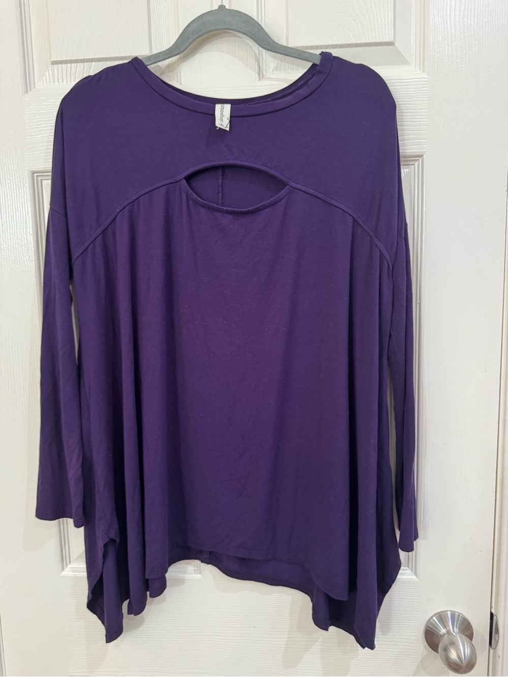 mittoshop Deep Purple Long Sleeve Tunic with Front Cutout